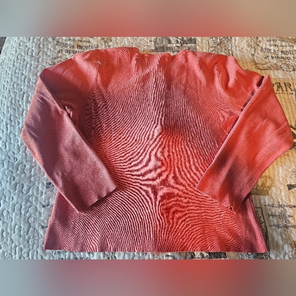 Liz Claiborne Coral Zip-Up Ribbed Cardigan Sweater Size XL SILK Blend - Picture 9 of 10